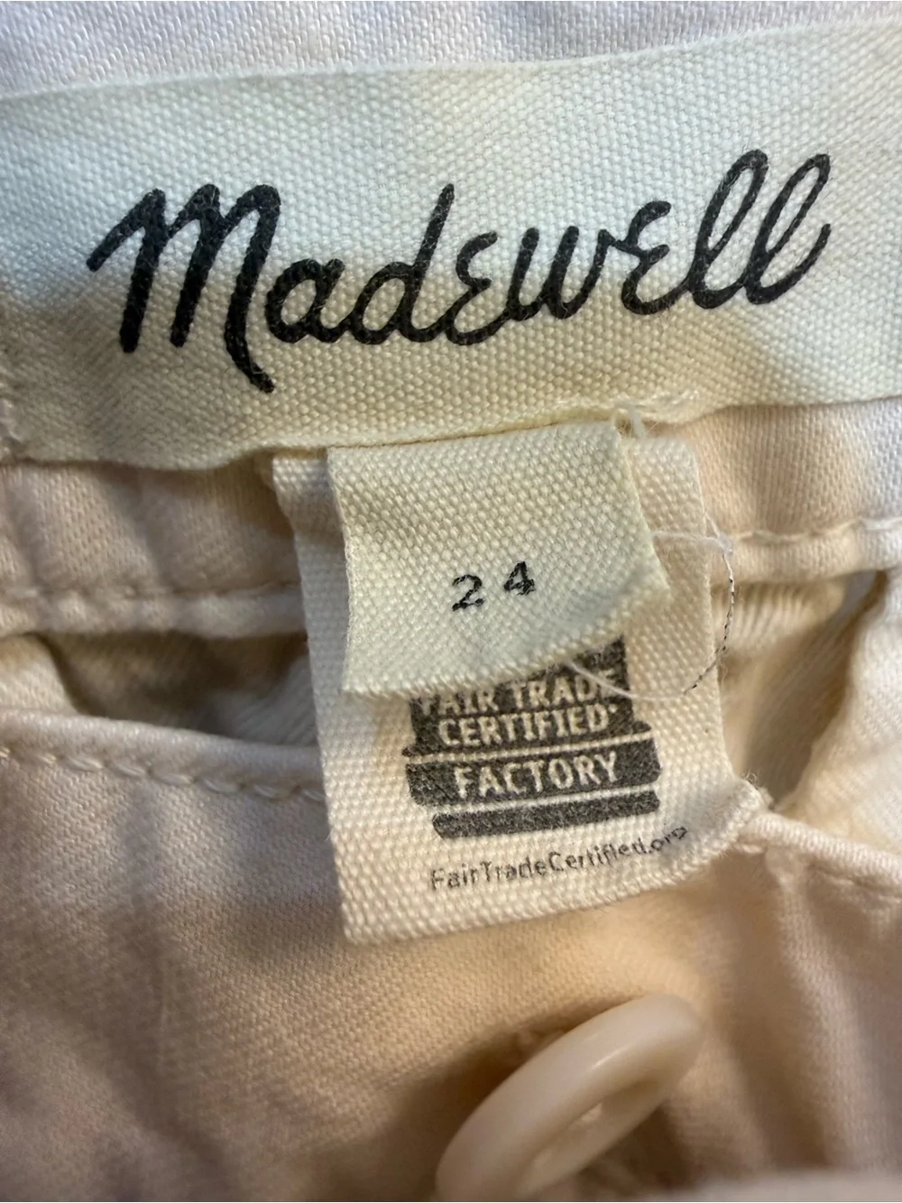 Madewell Low-Slung Straight Cargo Pants Size 24 French Vanilla Cream Utility